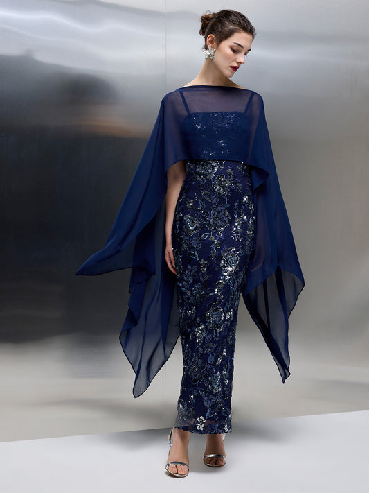 Harlow Navy & Silver Sequin Gown