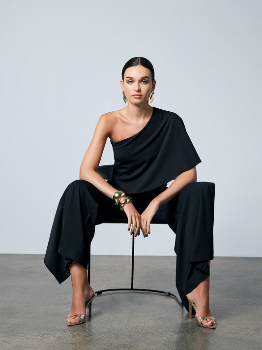Harper Black One Shoulder Jumpsuit