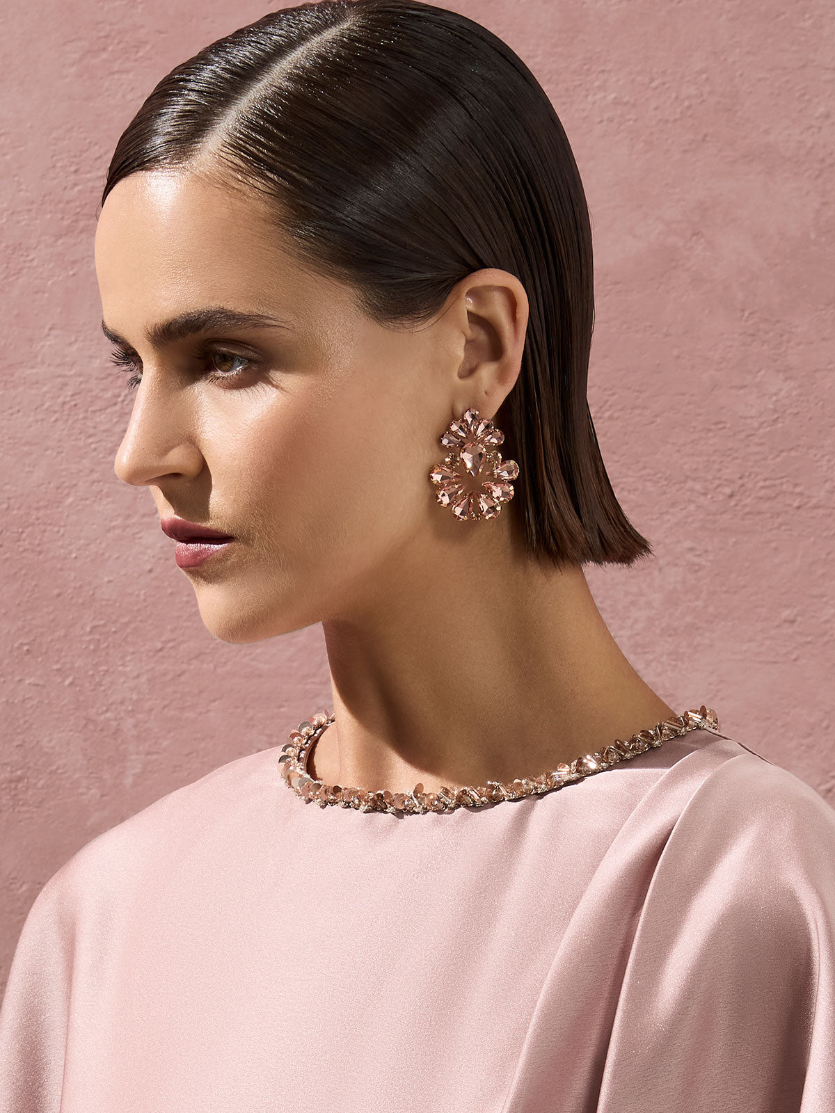 Hugo Rose Gold Crystal Earrings