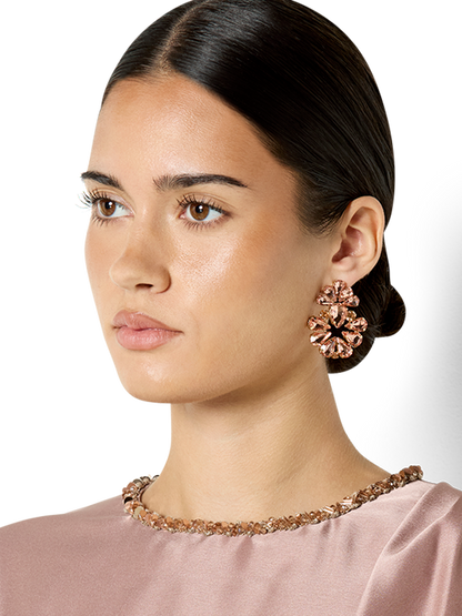 Hugo Rose Gold Crystal Earrings