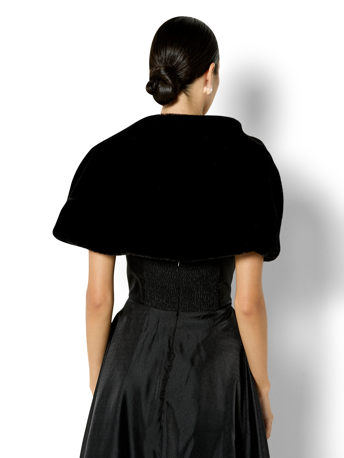 Karine Black Faux Fur Shawl