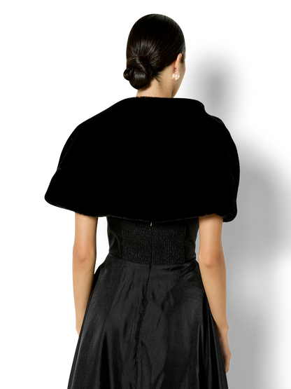 Karine Black Faux Fur Shawl