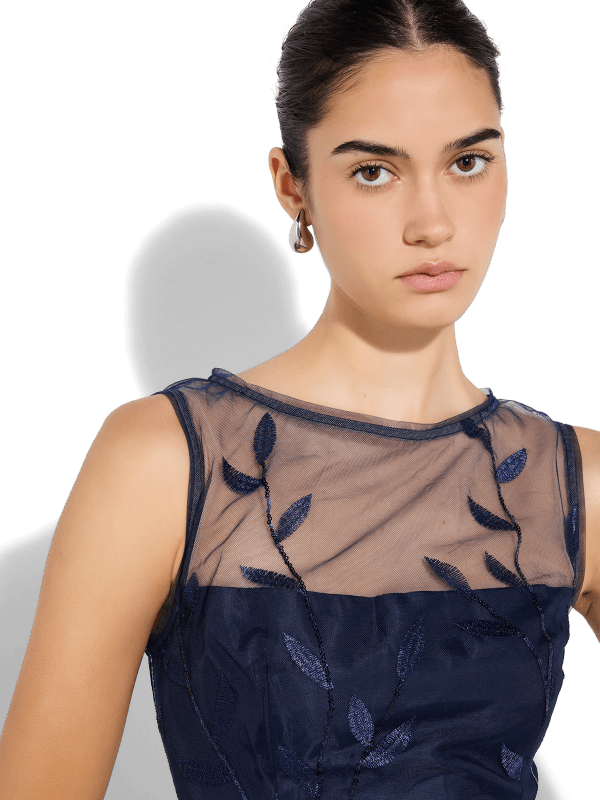 Kourtney Navy Embroidered Dress – Montique