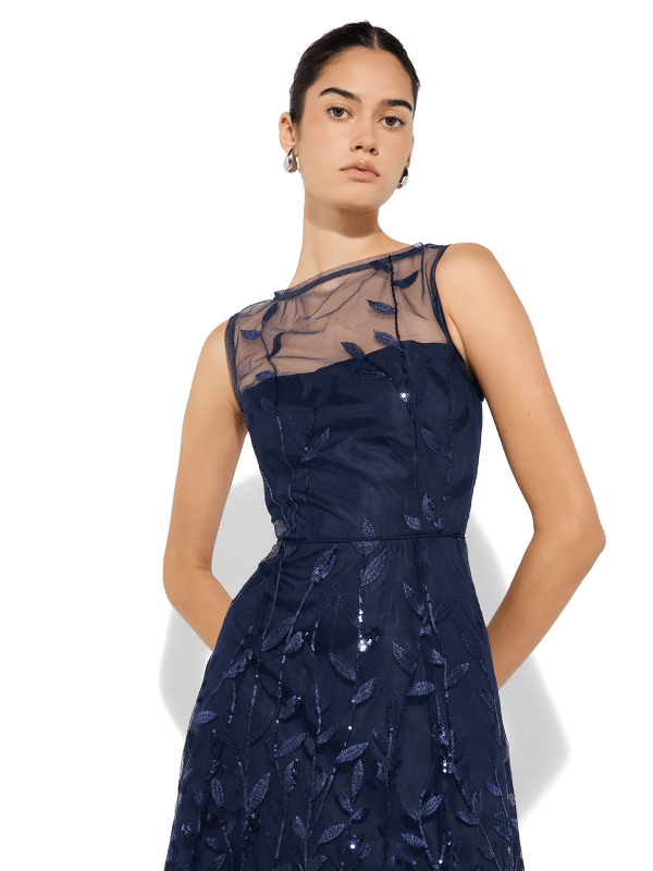 Kourtney Navy Embroidered Dress – Montique