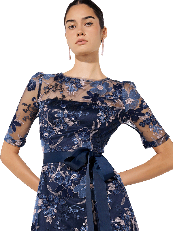 Loren Navy & Pink Lace Dress | Montique Clothing Loren Navy & Pink Lace Dress | Montique Clothing