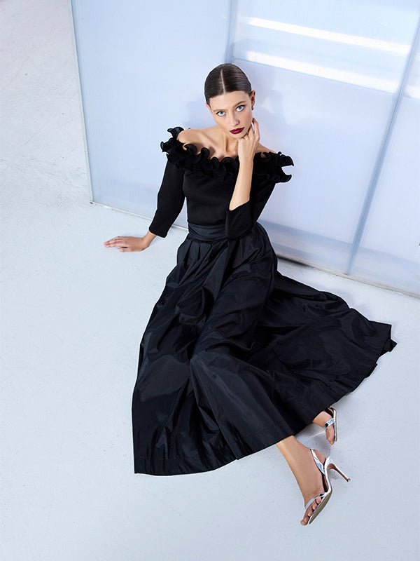 Lux Black Taffeta Skirt by Montique