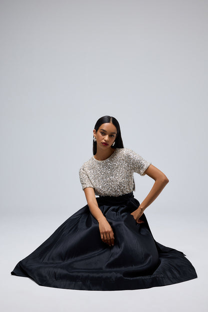 Lux Black Taffeta Skirt