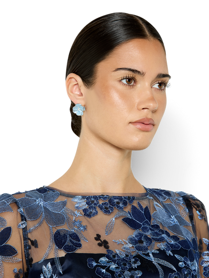 Marion Blue Floral Ceramic Earrings