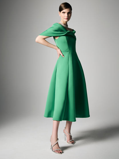 Mica Emerald Off The Shoulder Dress