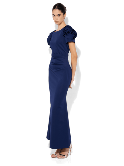 Monet Navy Rosette Sleeve Gown by Montique