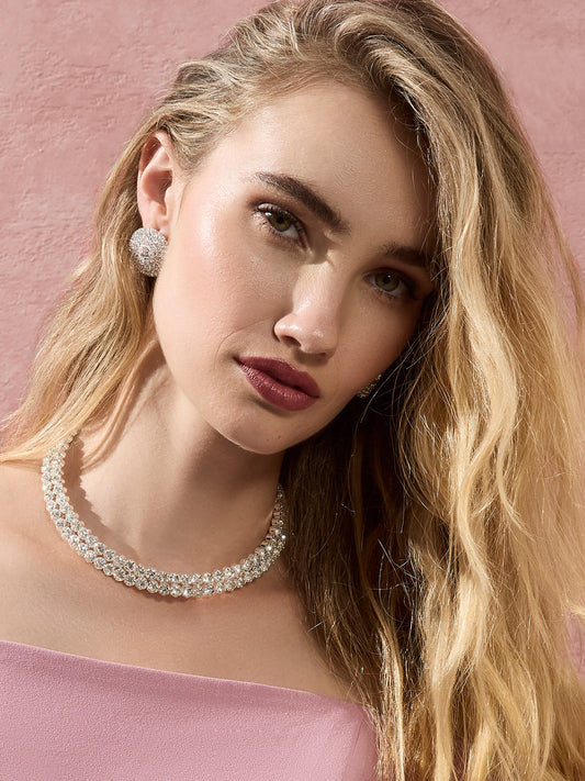 Nila Silver Crystal Disk Earrings