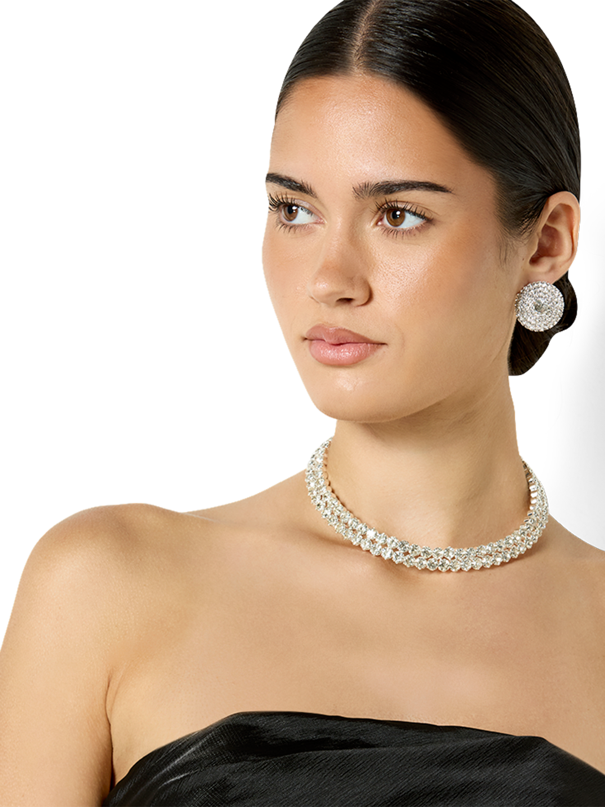 Nila Silver Crystal Disk Earrings
