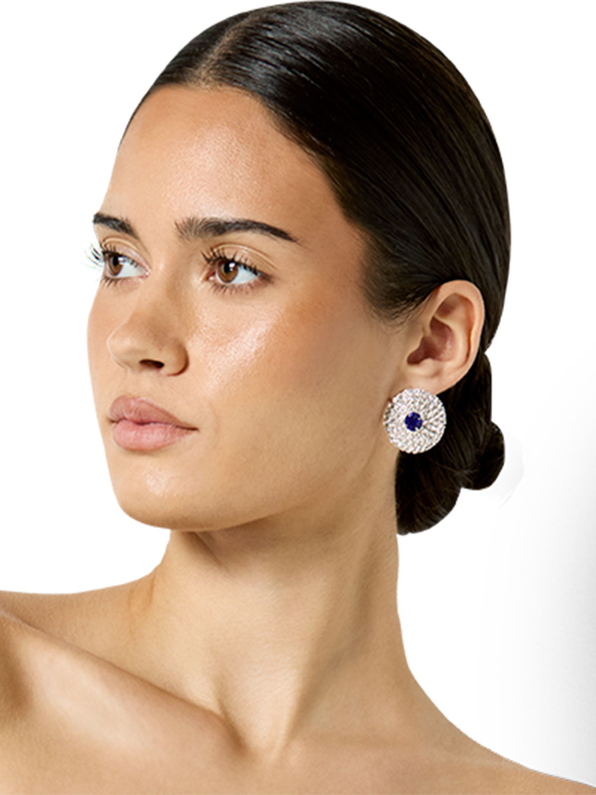 Nila Blue Crystal Disk Earrings