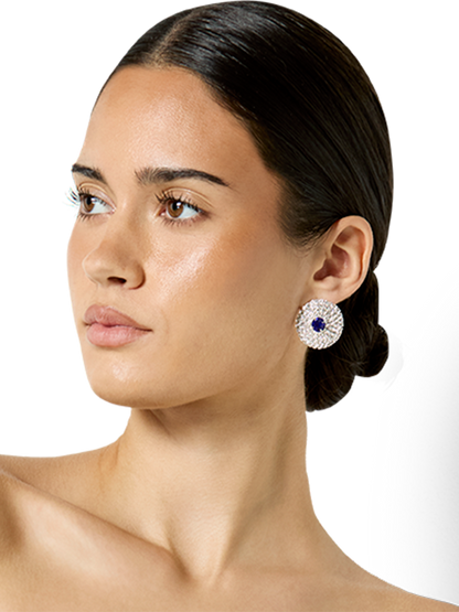 Nila Blue Crystal Disk Earrings