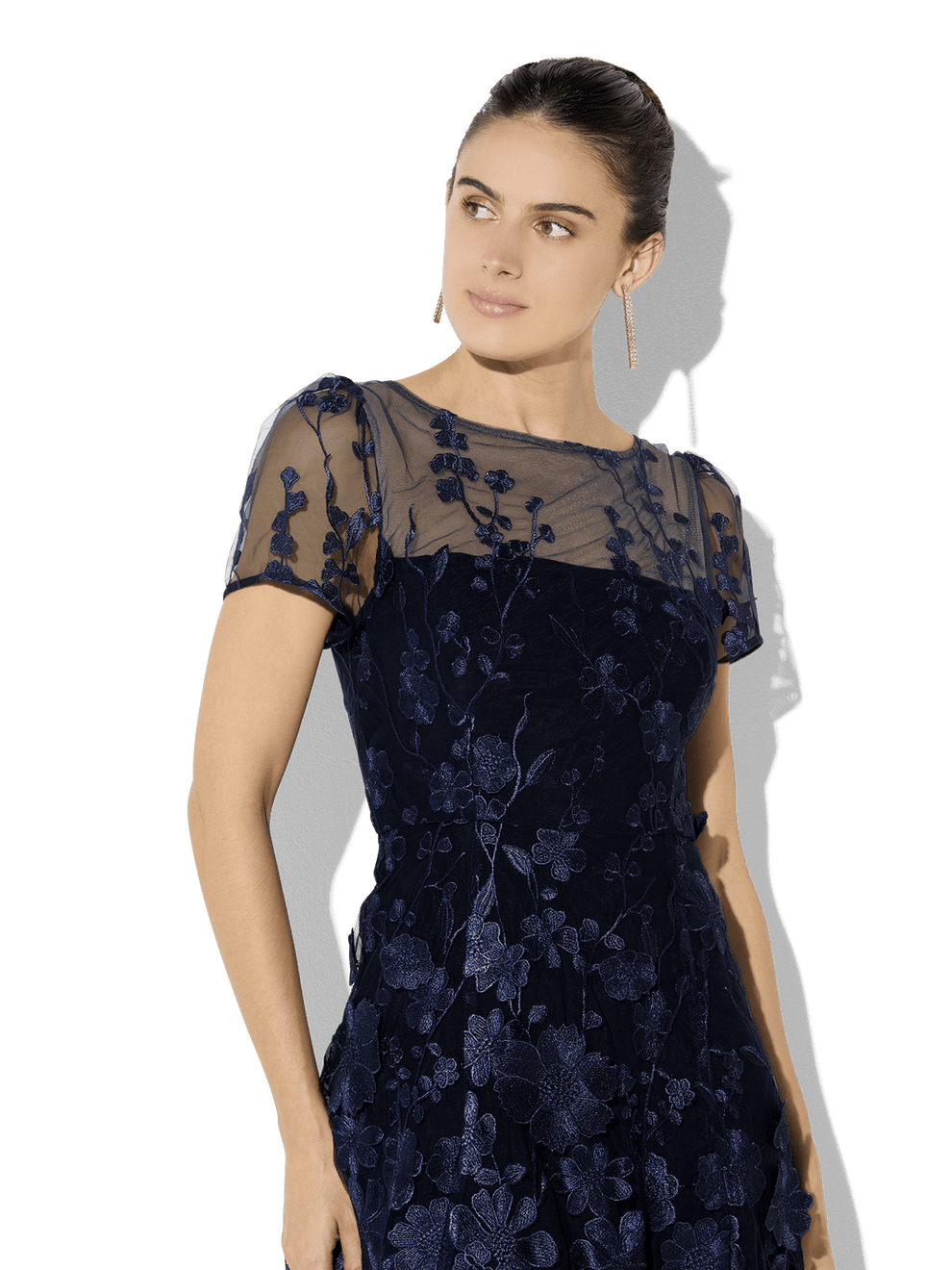 Reece Navy Embroidered Dress - Montique Clothing