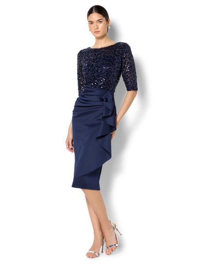 Reeva Navy Sequin Cocktail Dress