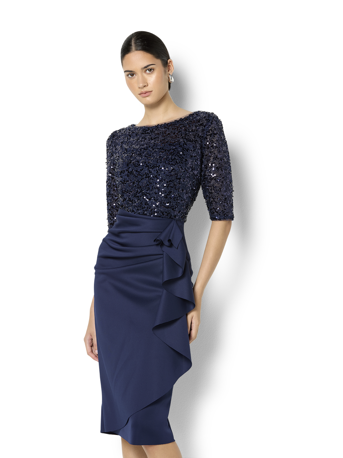 Reeva Navy Sequin Cocktail Dress - Montique Clothing