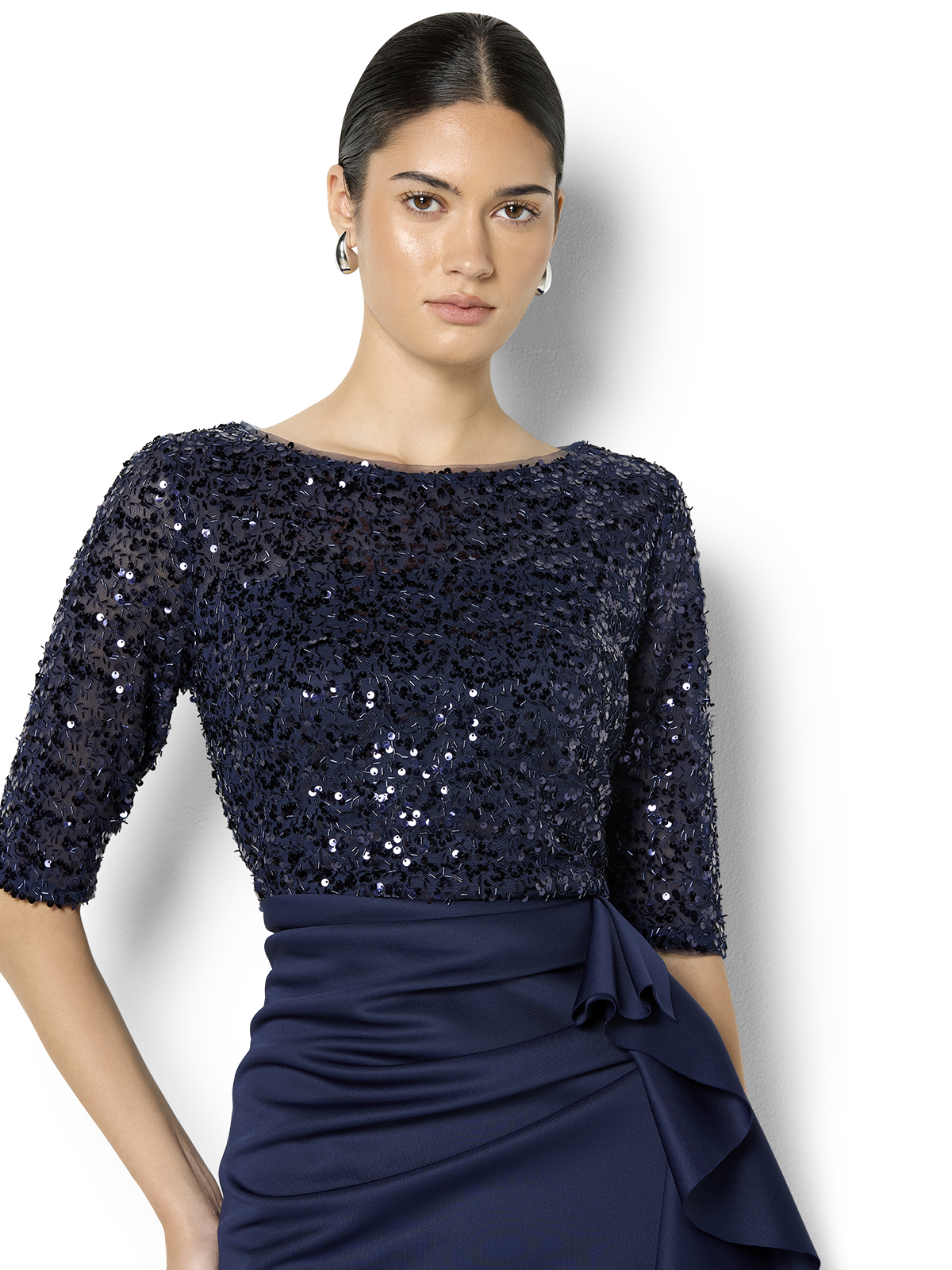 Reeva Navy Sequin Cocktail Dress - Montique Clothing