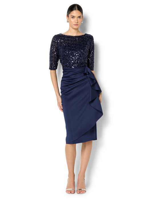 Reeva Navy Sequin Cocktail Dress