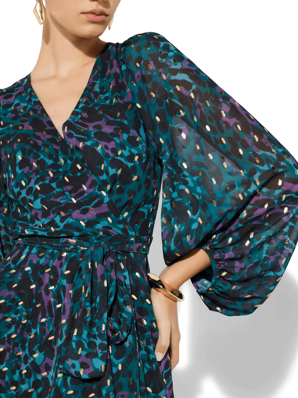 Sahara Mystic Leopard Print Wrap Dress by Montique