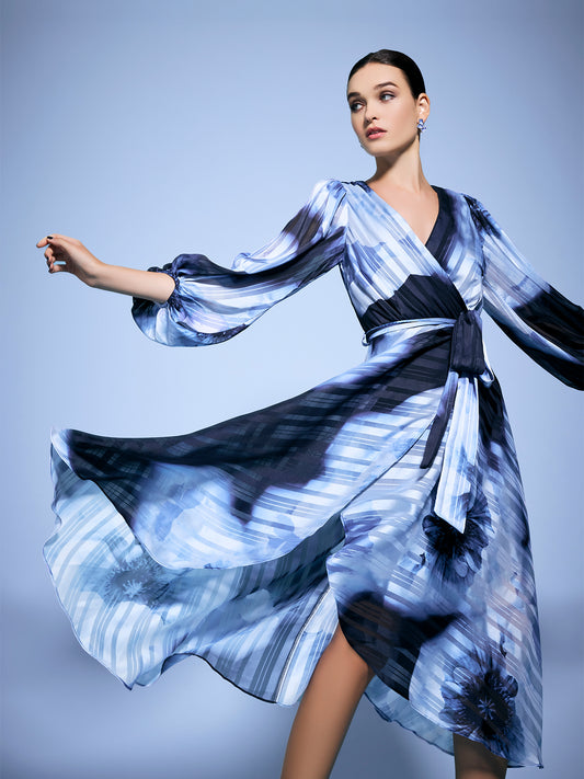 Salina Sky Blue Printed Dress
