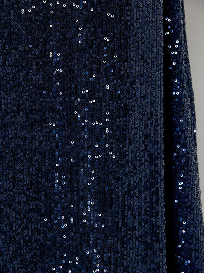Lennon Navy Sequin One Shoulder Gown