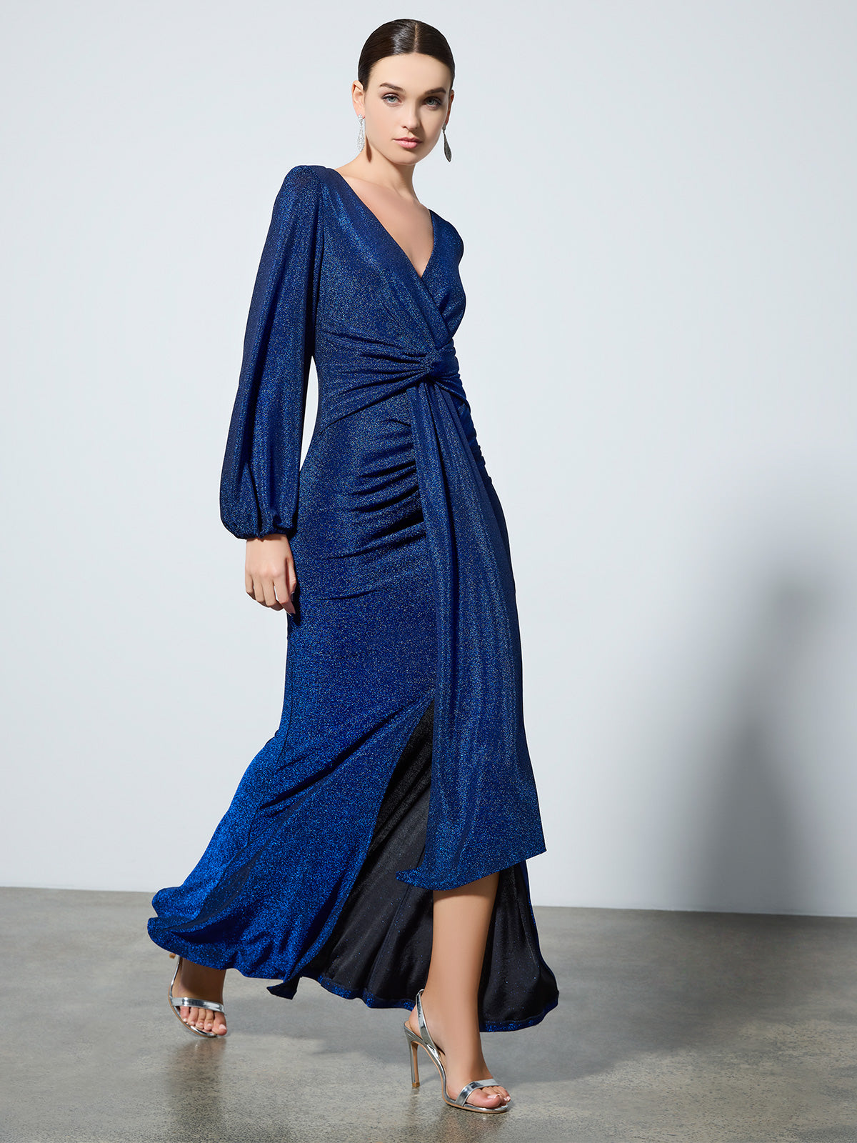 Serena Sapphire Metallic Gown