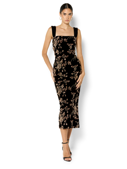Violetta Black Velvet Sequin Cocktail Dress