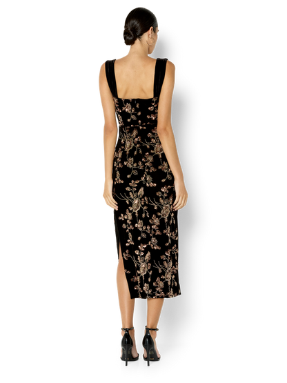 Violetta Black Velvet Sequin Cocktail Dress