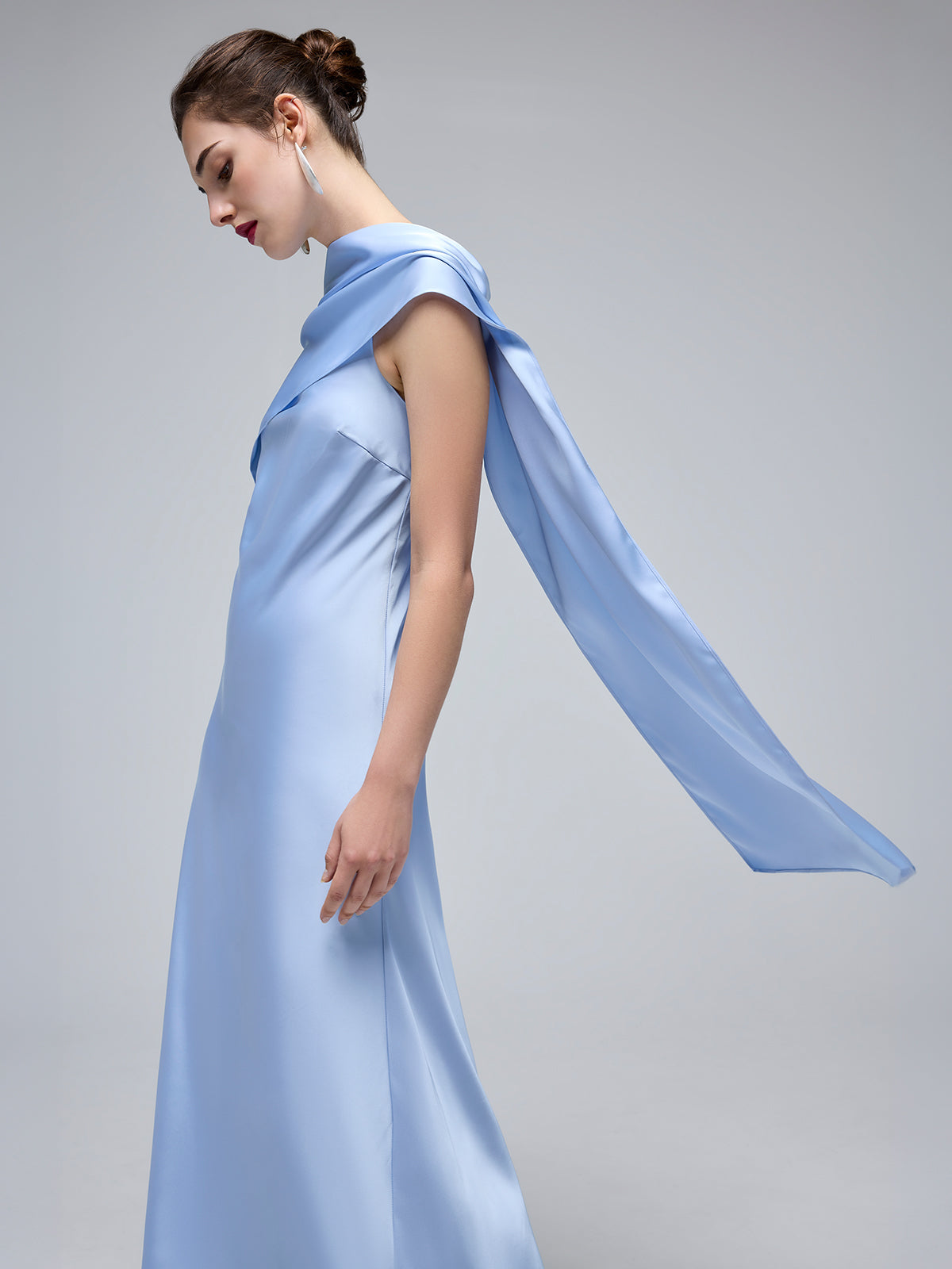 Willow Sky Blue Satin Maxi Dress