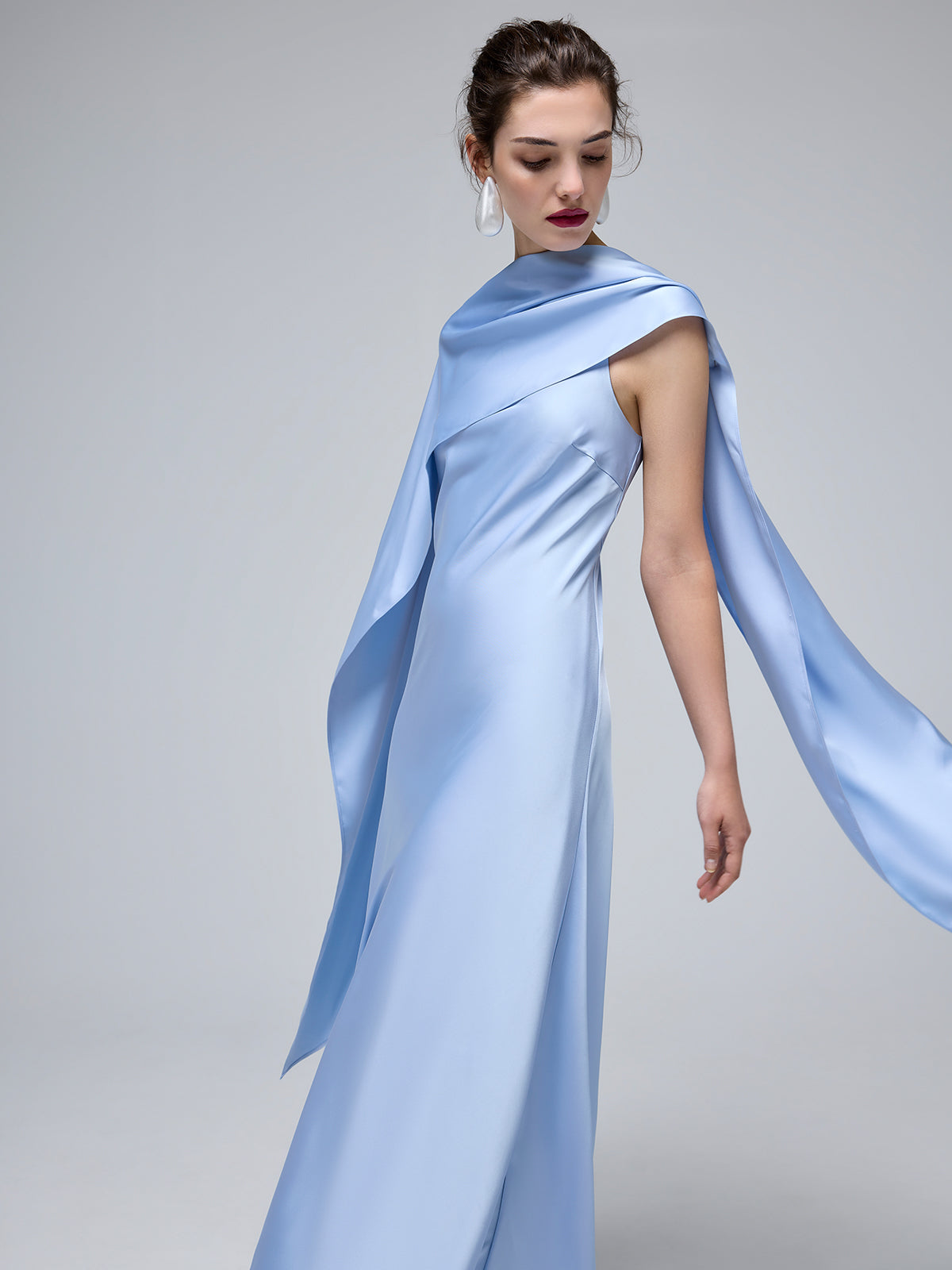 Willow Sky Blue Satin Maxi Dress