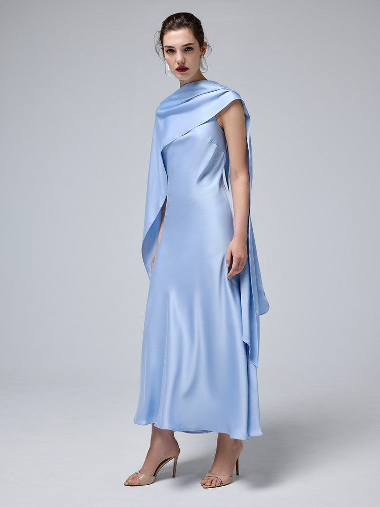 Willow Sky Blue Satin Maxi Dress