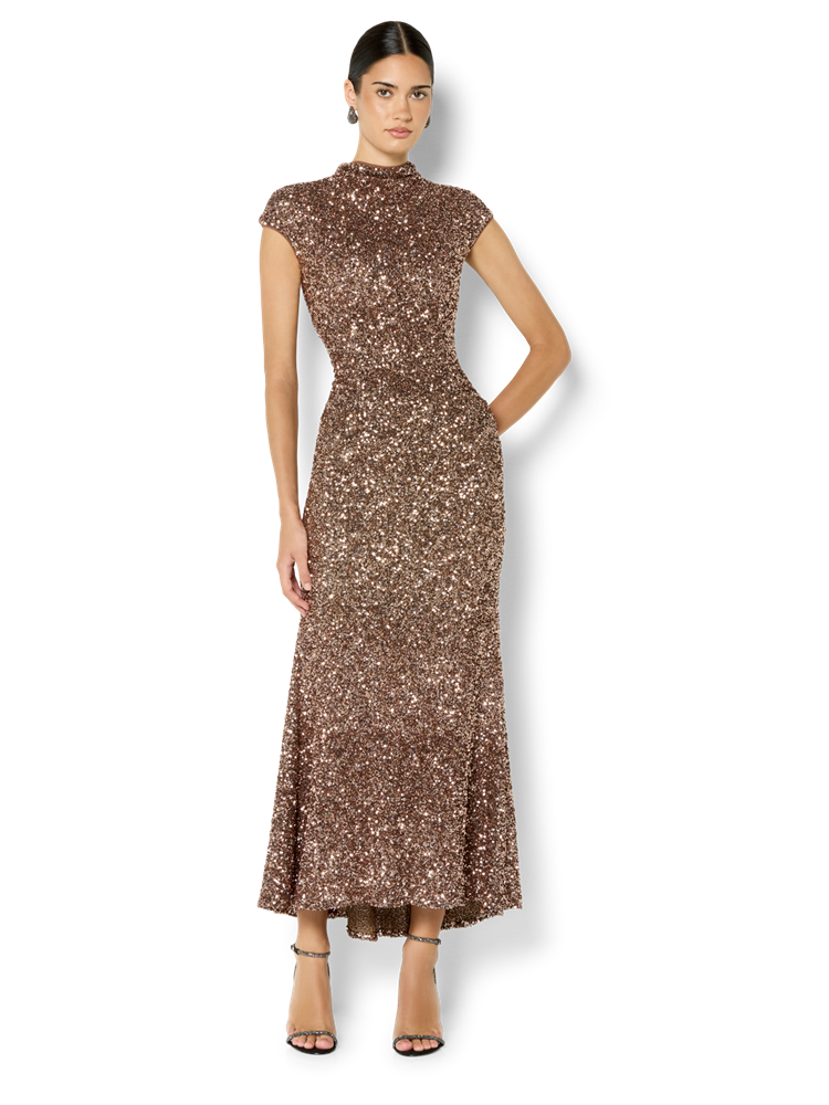 Zahra Cinnamon Sequin Dress