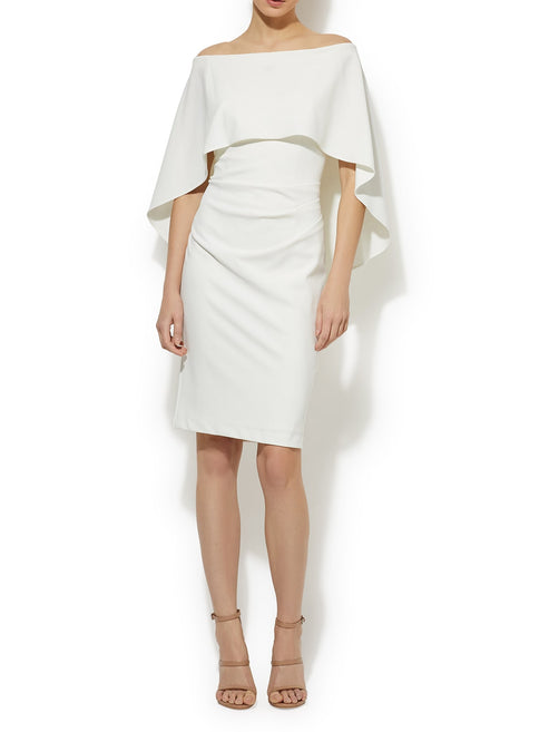 Aerin Ivory Crepe Dress | Montique | Little White Dresses