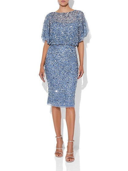 Alinda Sky Blue Hand Beaded Dress by Montique