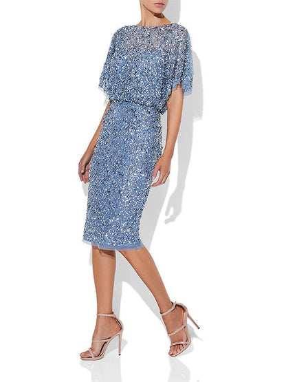 Alinda Sky Blue Hand Beaded Dress by Montique