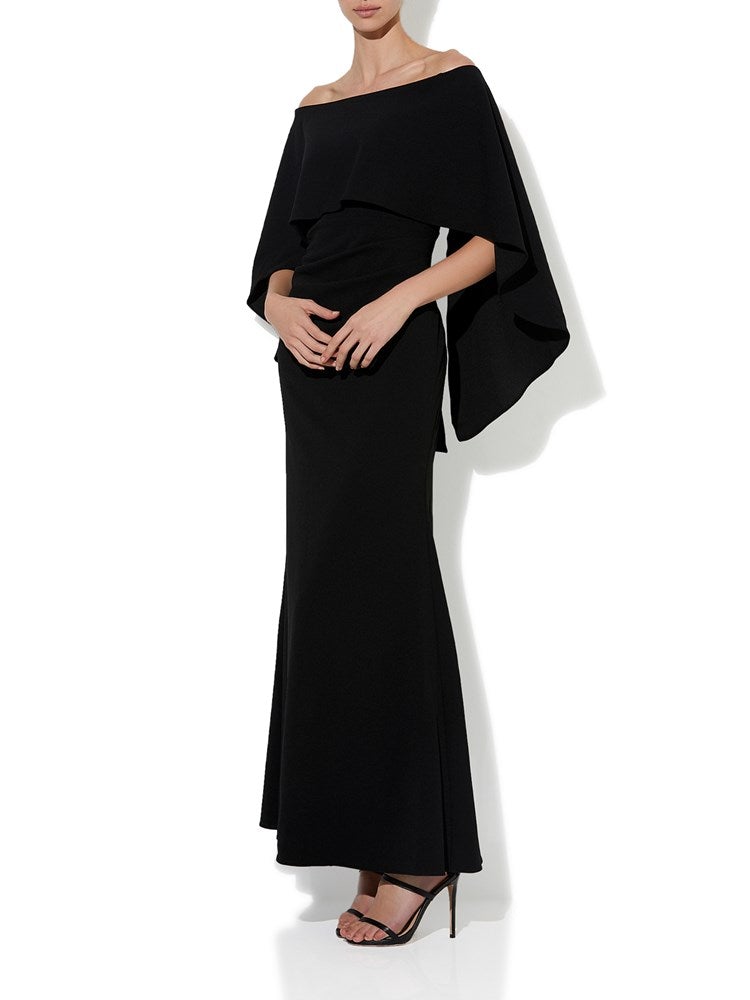 Ariella Black Stretch Crepe Gown by Montique