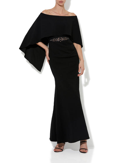 Ariella Black Stretch Crepe Gown by Montique