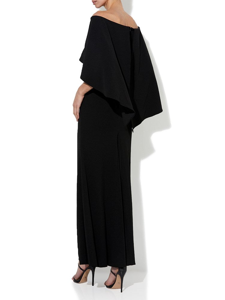 Ariella Black Stretch Crepe Gown – Montique