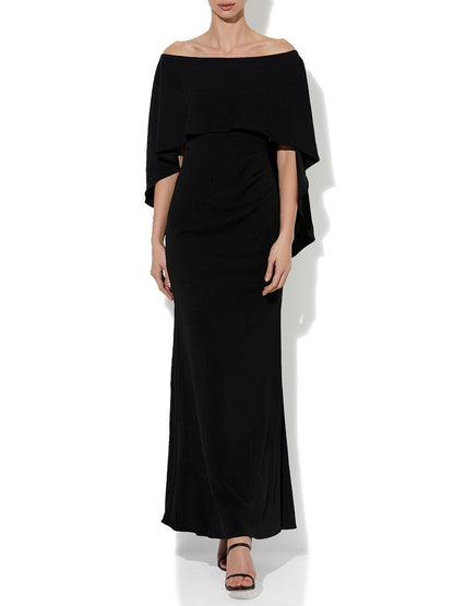 Ariella Black Stretch Crepe Gown by Montique