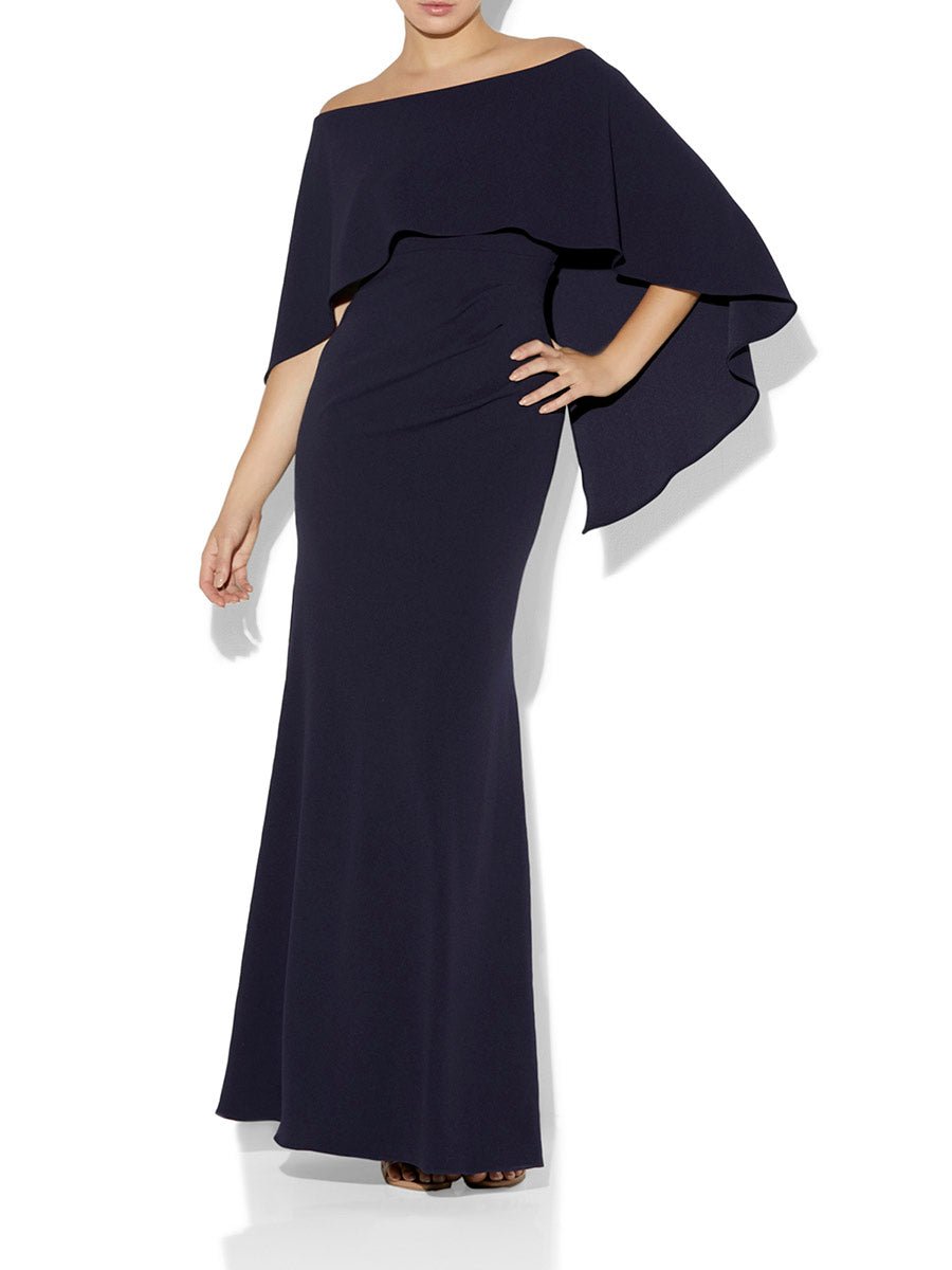 Ariella Navy Stretch Crepe Gown by Montique
