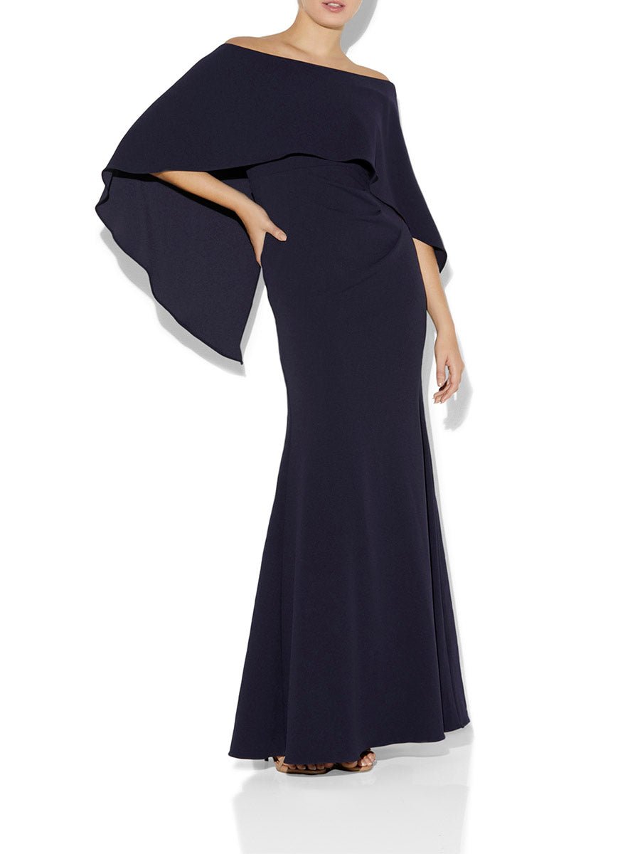 Ariella Navy Stretch Crepe Gown by Montique