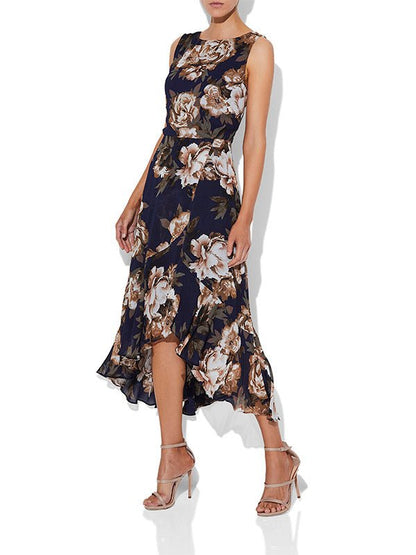 Ashley Navy Printed Dress by Montique