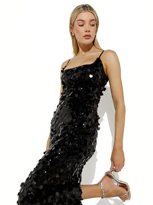Austin Black Sequin Shift Dress by Montique