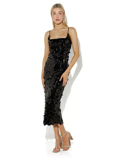 Austin Black Sequin Shift Dress by Montique