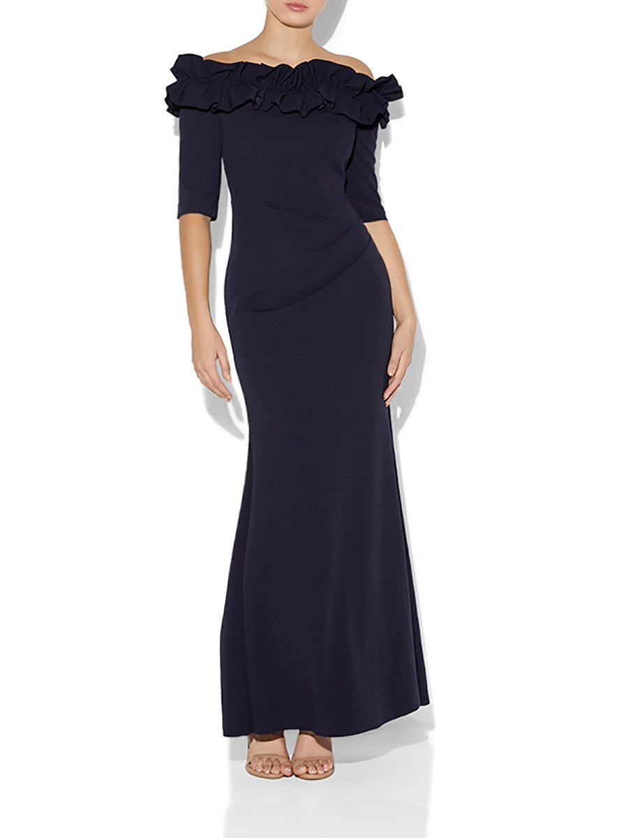 Azariah Navy Portrait Gown by Montique