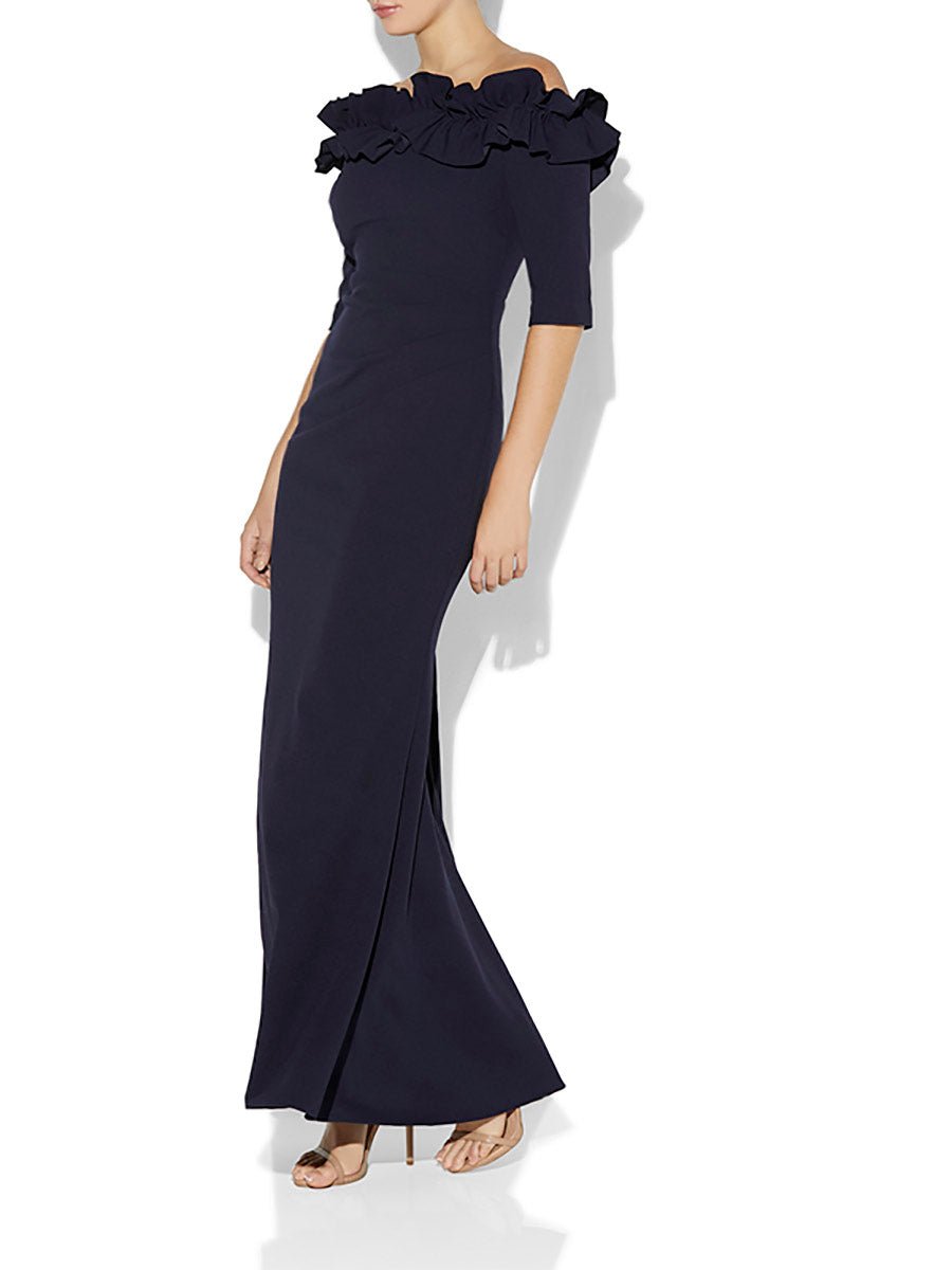 Azariah Navy Portrait Gown by Montique
