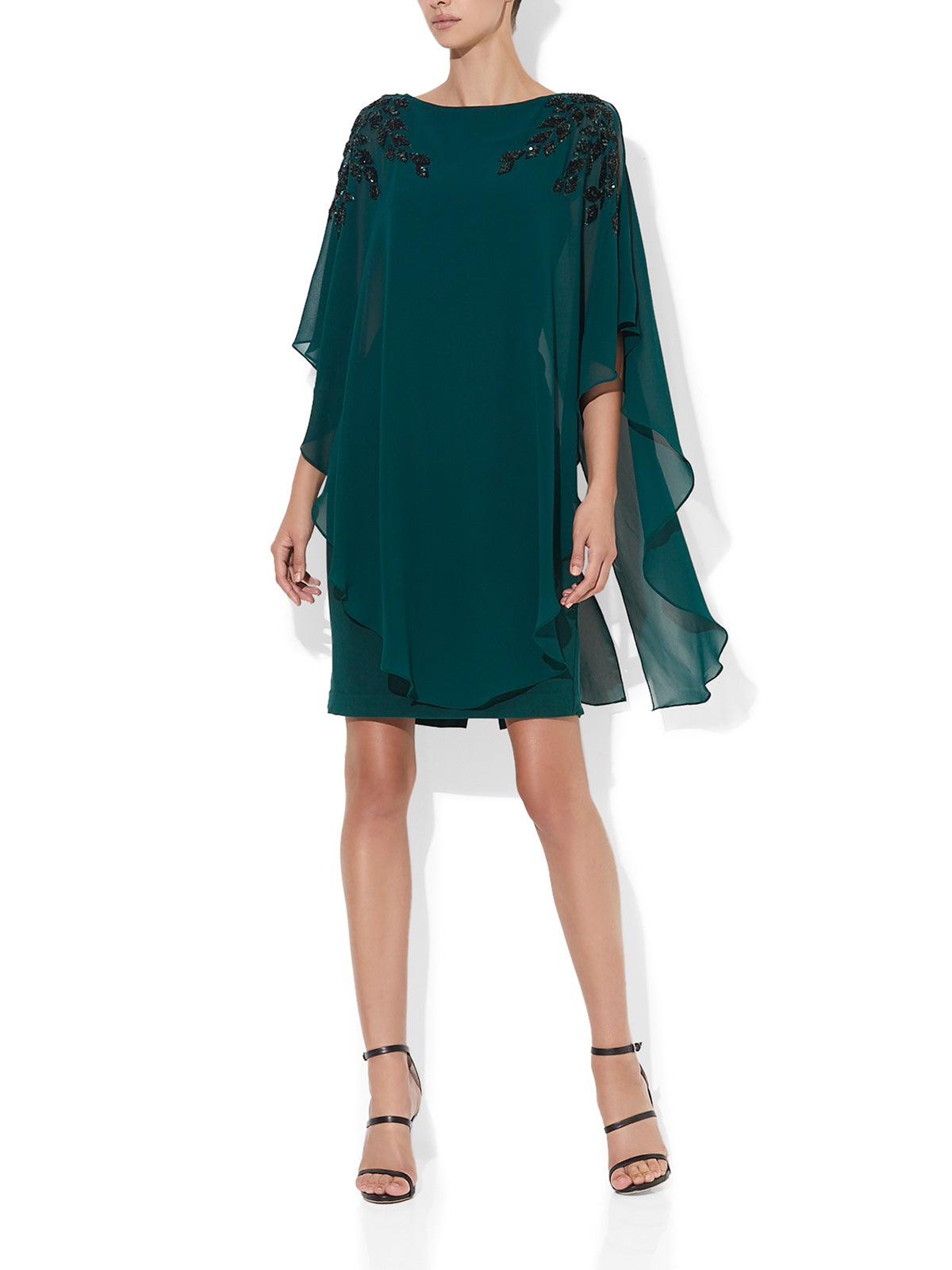 Celine Emerald Chiffon Overlay Dress by Montique