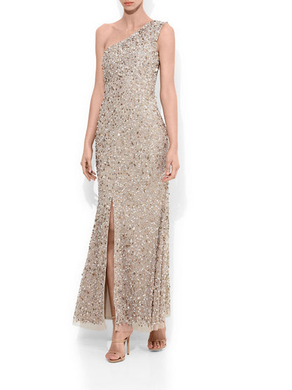 Coco Beaded One Shoulder Gown by Montique
