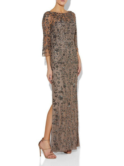 Eliza Gunmetal Hand Beaded Gown by Montique